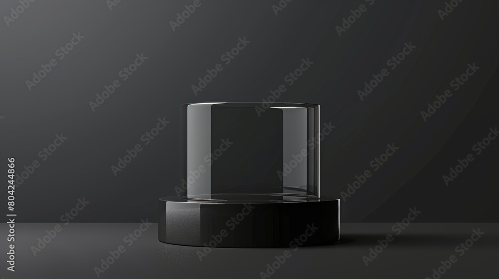 Poster realistic modern illustration of an elegant display platform with transparent plastic or plexiglass 