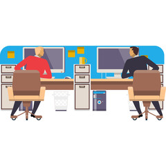 Office icon manager at work desk flat vector