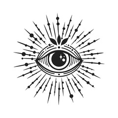 Evil eye. Eye of Providence. Lineart Vector illustration. Magic celestial witchcraft symbol. Masonic symbol. Hand drawn logo or emblem