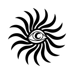 Eye optical illusion. Eye of Providence. Lineart Vector illustration. Magic celestial witchcraft symbol. Masonic symbol. Hand drawn logo or emblem
