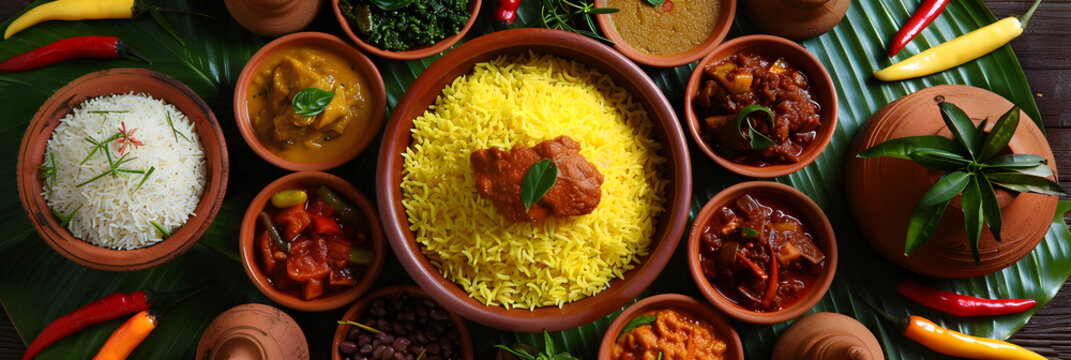 Authentic Sri Lankan Rice and Curry Platter Display - A Visual and Culinary Feast