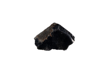 natural obsidian rough gem stone on the white background