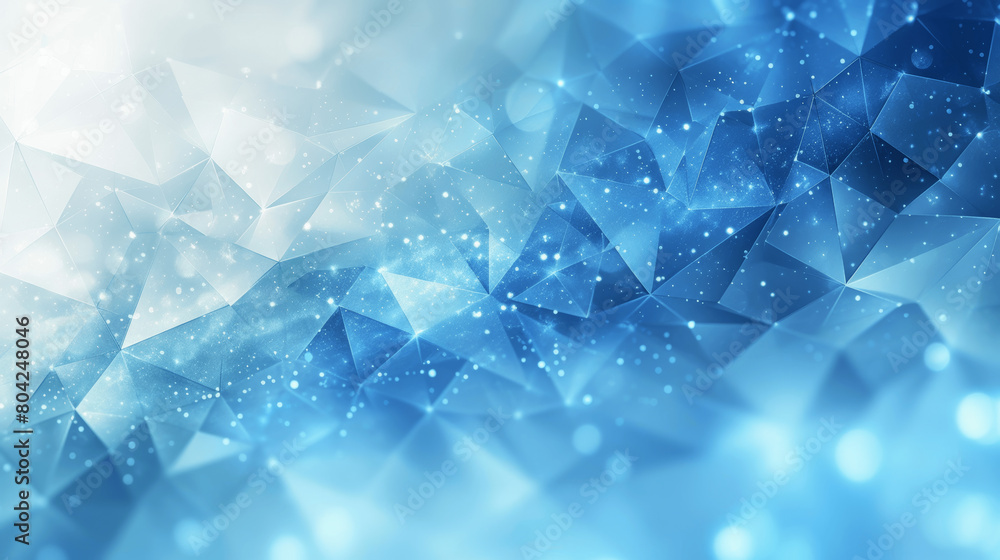 Poster elegant abstract blue and green polygonal pattern with sparkling light