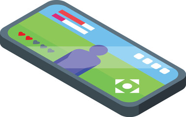 Video game on smartphone icon isometric vector. Digital app. Video screen device