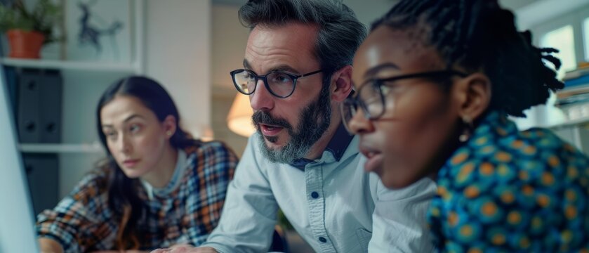 The lecturer gives advice on the scholar's work as well as giving lessons to a diverse multiethnic group of females and males in the college classroom. The teacher also teaches new academic skills in