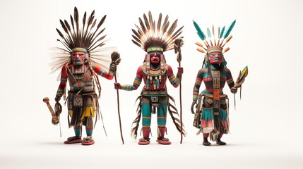 Illustration of Kachinas on a White Background