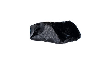 Obraz premium natural obsidian rough gem stone on the white background
