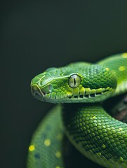Fototapeta premium green snake close up.