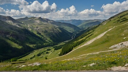 Fototapeta premium Summer view of mountain pass