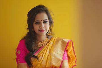 Young beautiful indian woman in saree