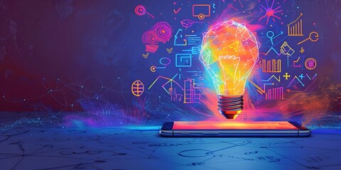 Innovative App Sparking Creativity and Invention with Futuristic Light Bulb Design