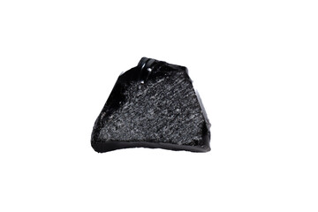 natural obsidian rough gem stone on the white background