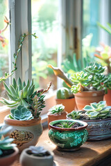 succulents in pots, house plants