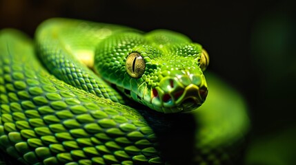 Fototapeta premium green snake close up.