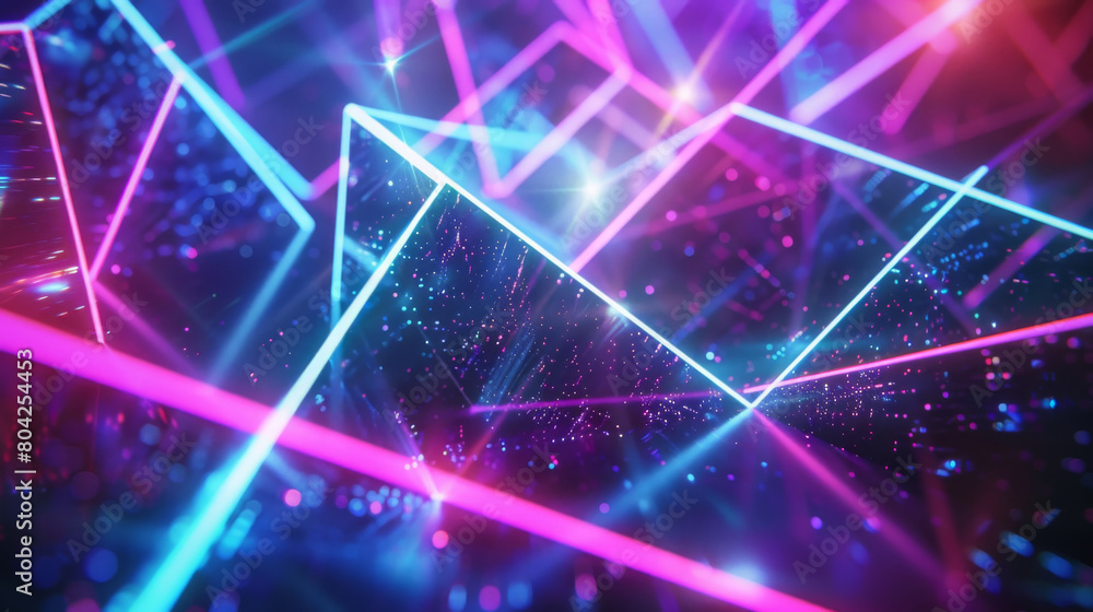 Poster this image features vibrant holographic neon lines creating a glass morphism design. embodying futur