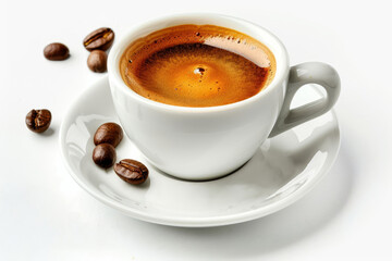 Fresh Espresso in White Ceramic Cup