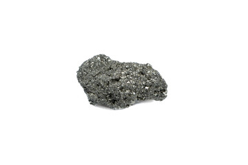 natural pyrite rough gem stone on the white background