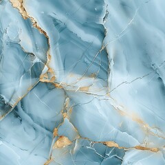 Serene Blue and White Marble Texture with Gold Veins
