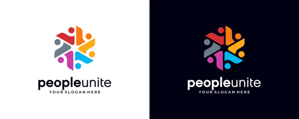 creative people community logo design vector