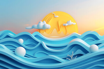 World Oceans Day, To celebrate and raise awareness of the world's oceans Let's work together to conserve the sea, Template 3d design