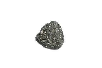 natural pyrite rough gem stone on the white background