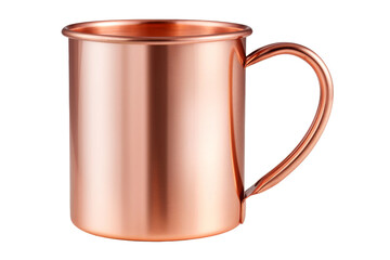 The Golden Elixir: A Copper Colored Mug. On a White or Clear Surface PNG Transparent Background.