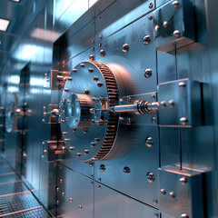 Lock vault system of Financial Bank Storage , Protection concept.