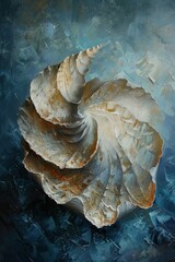 Coastal Elegance: Textured Seashell, Artistic, Marine, Decor, Abstract