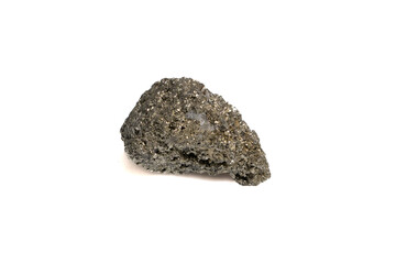 natural pyrite rough gem stone on the white background