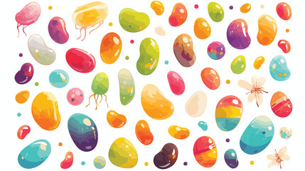 Different jelly beans on white background 2d flat c