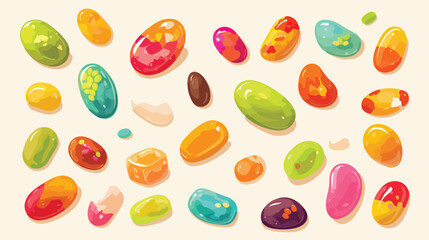 Different jelly beans on white background 2d flat c