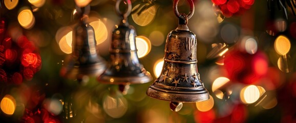Liberty bell ornaments ringing in the holiday spirit , professional photography and light