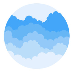 Background of clouds and blue sky in round. Suitable for cards, invitations, advertisements and clothing screen printing. Abstract fluffy white cloud pattern