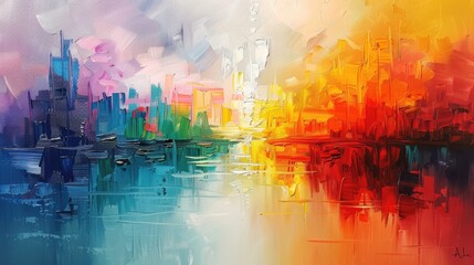 Oil paintings with decorative abstract themes Paint landscapes on your wall art. Generative Ai