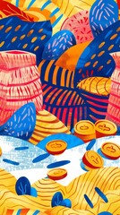 A watercolor of Burlap with a big pile, Seamless pattern