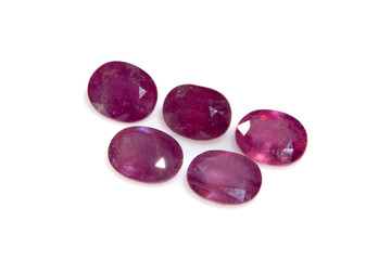 natural ruby gem stone on the white background