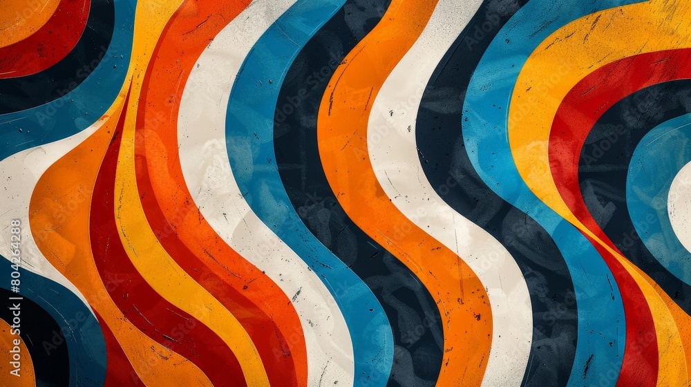 Poster Multicolored abstract background featuring vibrant wavy lines creating a dynamic and energetic visual composition