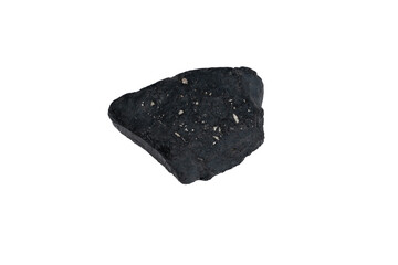 natural black tourmaline gem stone on the white background
