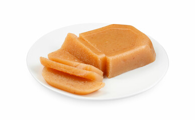 Delicious sweet quince paste isolated on white