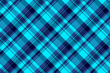 Regular vector seamless pattern, window background texture tartan. Thread check fabric plaid textile in cyan and blue colors.