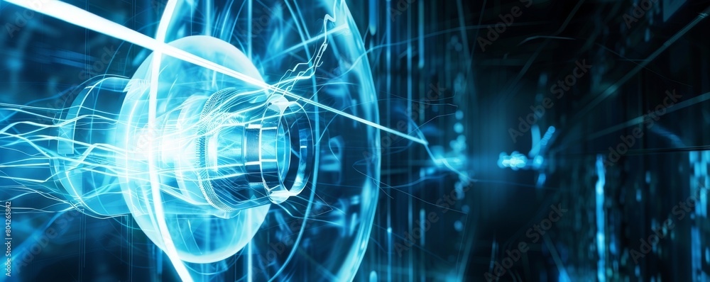 Poster futuristic control rod dynamics in a high-tech environment showcasing advanced technology and innova