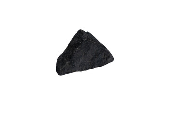 natural black tourmaline gem stone on the white background