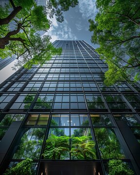 Green building certification ceremony for a recently completed office tower that meets the highest standards of energy efficiency