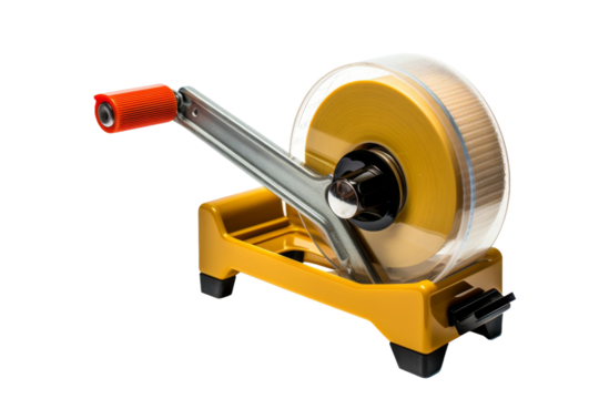 The Spinning Symphony: A Spooling Machine in Action. On a White or Clear Surface PNG Transparent Background.