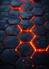 Hexagonal Elegance: Red and Gold Geometric Design with Metallic Accents