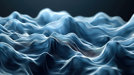 Obraz premium Blue and white smooth silk or satin cloth with waves.