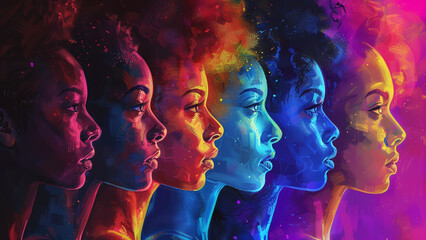 Celebrating Diversity: Digital Art Featuring Women of Different Skin Tones