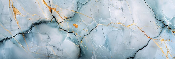 Serene Blue and White Marble Texture with Gold Veins