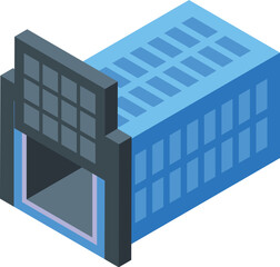 Steel cage product icon isometric vector. Steel plant process. Container power