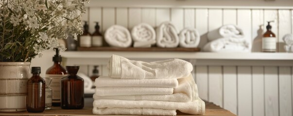 Wellness-focused spa environment with white towels, natural oils, and a touch of luxury